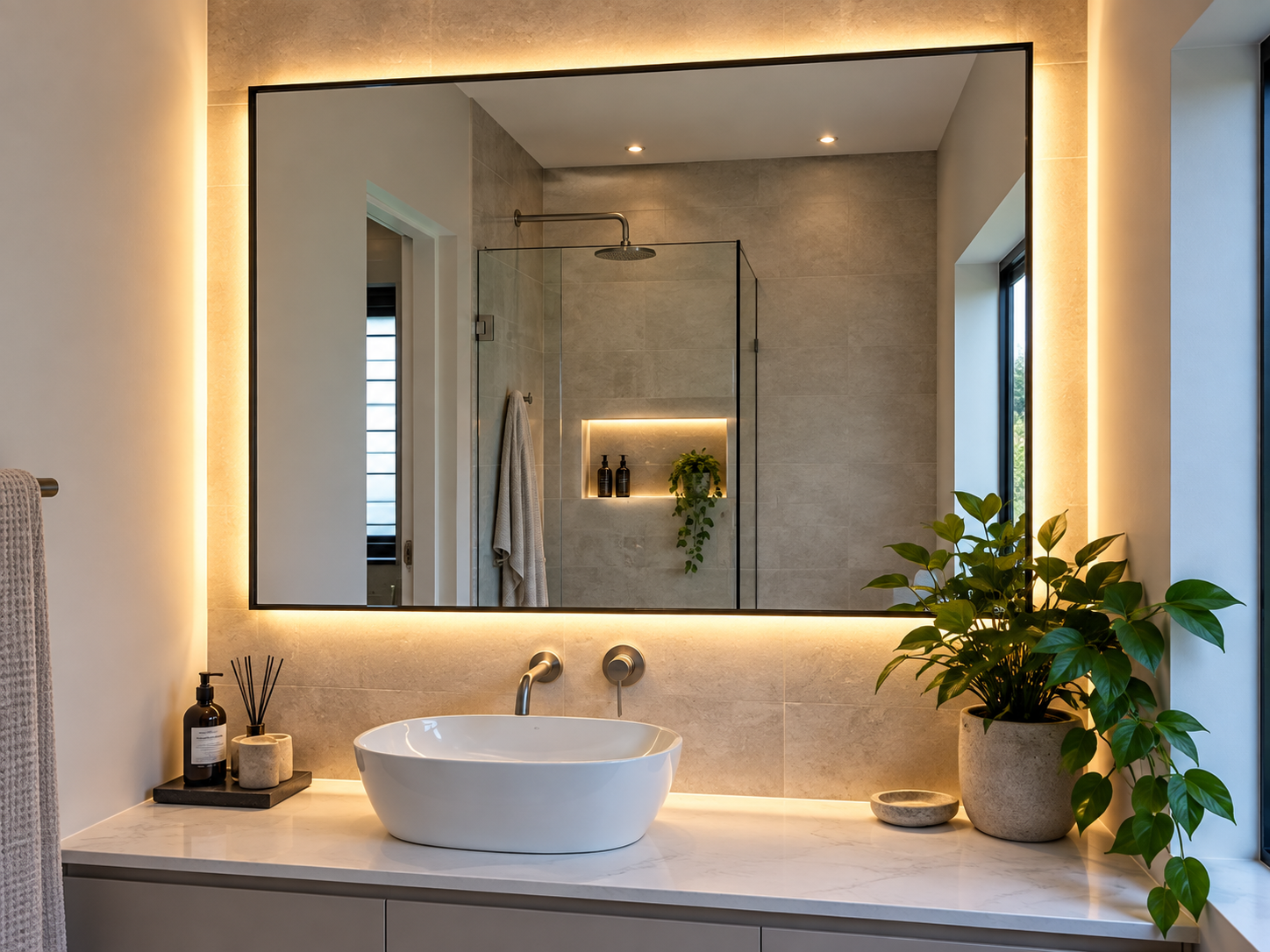 backlit mirror